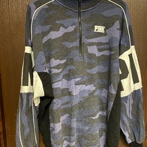 VS PINK Blue Camo quarter zip sweatshirt